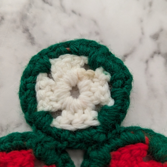 Crocheted Christmas Trees Vintage Christmas Handmade Holiday Red and Green - Picture 9 of 9